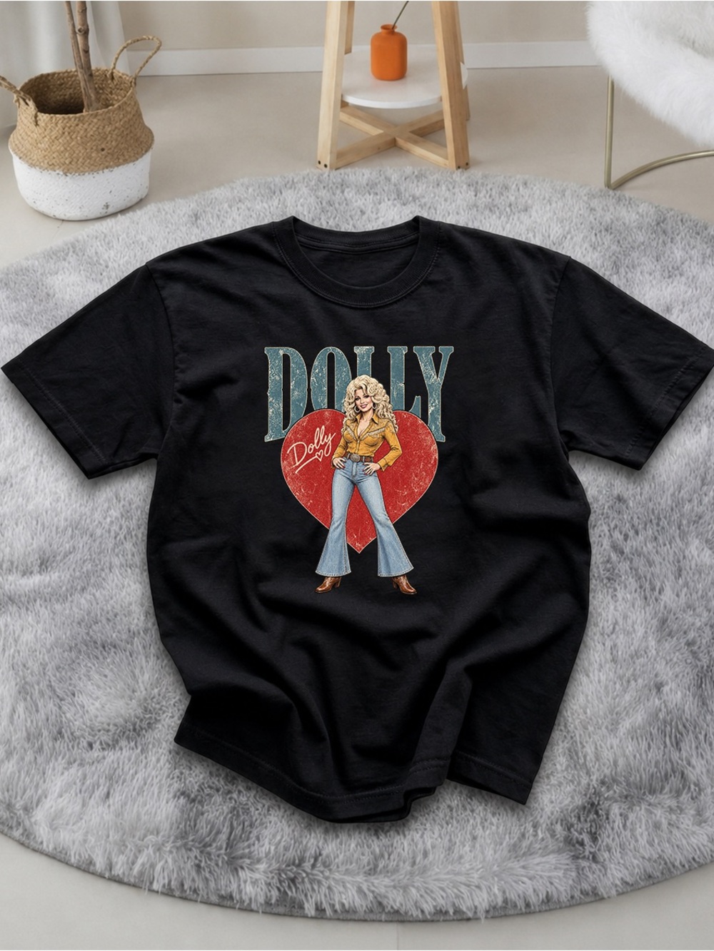 Dolly Parton Heart Shirt, Country Music Graphic Tee - Black Unisex